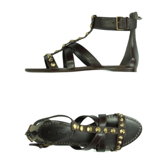 Miu Miu Studded Gladiator Sandals Sz 40 - Picture 1 of 10